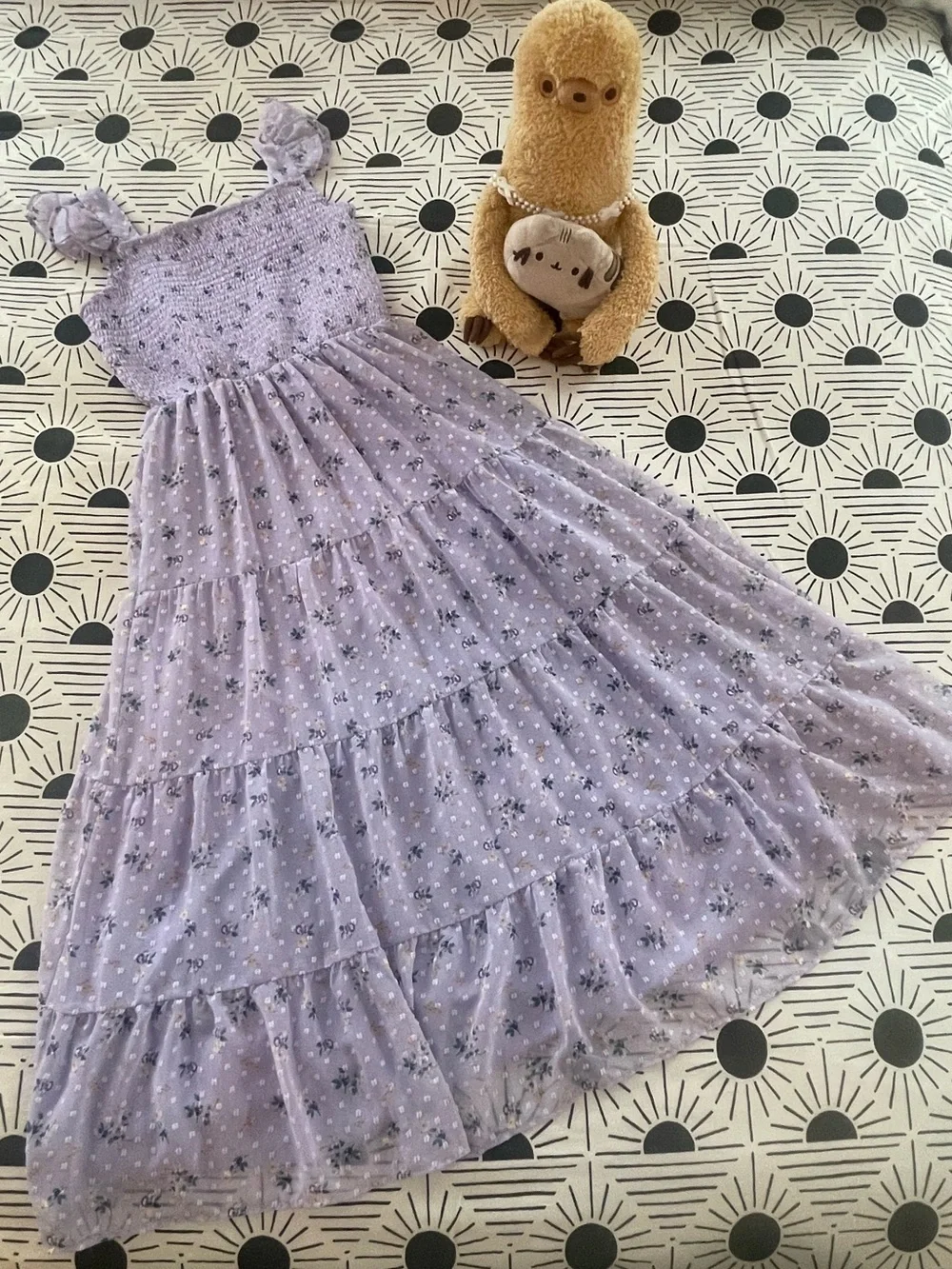NWT: Lovely Lavender Floral Smocked Maxi Dress (Girl’s Sz 14)